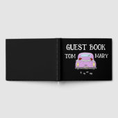 レトロスタイリッシュたった今結婚しましたカー結婚ズゲストブック ゲストブック (全面)