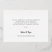 レトロスタイリッシュたった今結婚しました金ゴールドフォイル写真カード 箔招待状 (裏面)