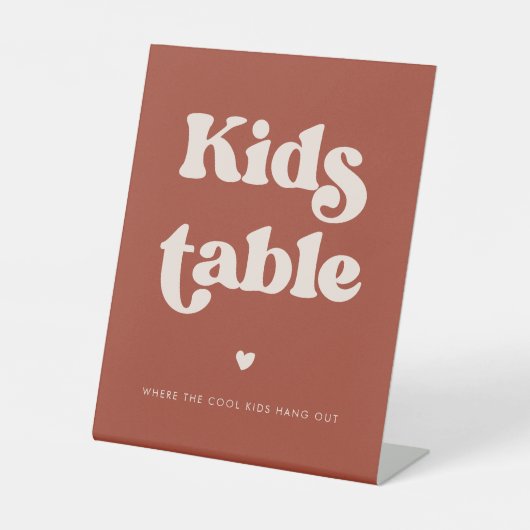 レトロスタイリッシュなテラコッタ結婚のキッズテーブル 台座サイン (正面)