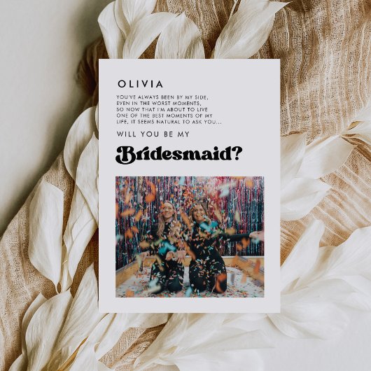 レトロスタイリッシュなブライドメイド写真メッセージカード 招待状