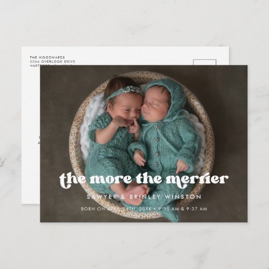 レトロスタイリッシュな写真のメリー誕生 ポストカード (正面/裏面)