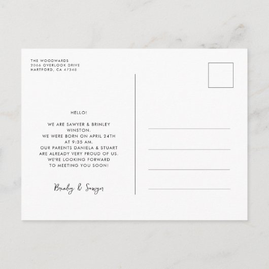 レトロスタイリッシュな写真のメリー誕生 ポストカード (裏面)