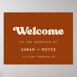 レトロスタイリッシュな燃えたオレンジが私たちの結婚店へようこそ ポスター
