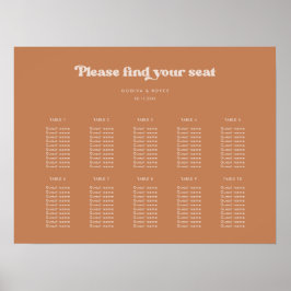 レトロスタイリッシュな茶結婚糖の座席表 ポスター