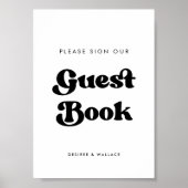 レトロスタイリッシュにゲストブックのサイン結婚に署名する ポスター (正面)