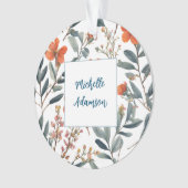 レトロスタイリッシュのエレガント花あなたの名前 オーナメント (正面)