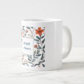 レトロスタイリッシュのエレガント花あなたの名前 ジャンボコーヒーマグカップ (正面右)
