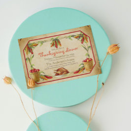 レトロスタイリッシュアップルパンプキンサンクスギビング 招待状