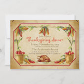 レトロスタイリッシュアップルパンプキンサンクスギビング 招待状 (正面)