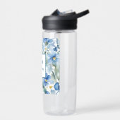 レトロスタイリッシュエレガント青白い花 ウォーターボトル (左面)