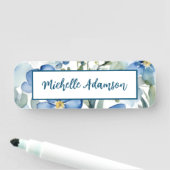 レトロスタイリッシュエレガント青白い花 名札 (インサイチュ)