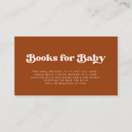 レトロスタイリッシュオレンジ色の赤ちゃんシャワーブックリクエストカード エンクロージャーカード