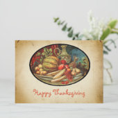 レトロスタイリッシュカボチャとフルーツハッピー感謝祭 シーズンカード (スタンド正面)
