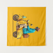 レトロスタイリッシュスクーター乗り タペストリー (正面(横))