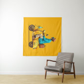 レトロスタイリッシュスクーター乗り タペストリー (インサイチュ(横))