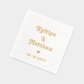 レトロスタイリッシュタイポグラフィ名エレガントな結婚式 箔ナプキン (左)