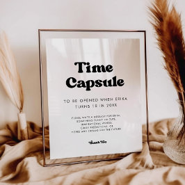 レトロスタイリッシュタイムカプセル1st誕生日サイン ポスター