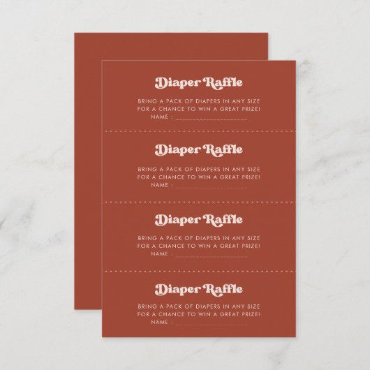 レトロスタイリッシュテラコッタおむつラッフルゲームカード エンクロージャーカード (正面/裏面)