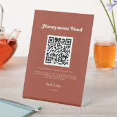 レトロスタイリッシュテラコッタハネムーンファンドQRコード 台座サイン (インサイチュ)