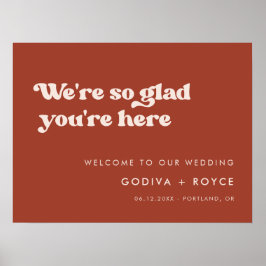 レトロスタイリッシュテラコッタモルトあなたはここで嬉しい ポスター