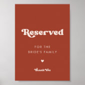 レトロスタイリッシュテラコッタ結婚の予約看板 ポスター (正面)