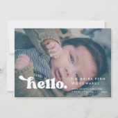 レトロスタイリッシュハローベビーフォト誕生 案内状 (正面)