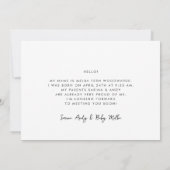 レトロスタイリッシュハローベビーフォト誕生 案内状 (裏面)