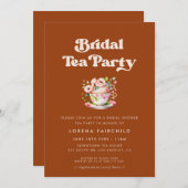 レトロスタイリッシュバーンオレンジブライダルティー 招待状 (正面/裏面)