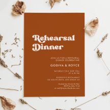 レトロスタイリッシュバーンオレンジ色のリハーサルディナー