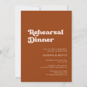 レトロスタイリッシュバーンオレンジ色のリハーサルディナー 招待状 (正面)