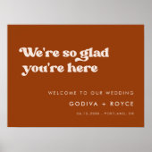 レトロスタイリッシュバーントオレンジSo Gladあなたはこちら ポスター (正面)