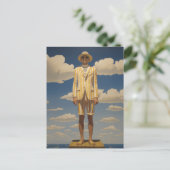 レトロスタイリッシュビーチウェア印象的な夏ファッション ポストカード (スタンド正面)