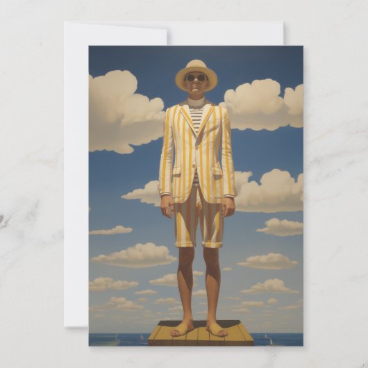 レトロスタイリッシュビーチウェア印象的な夏ファッション 招待状 (正面)