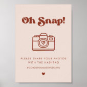 レトロスタイリッシュピンクオ結婚ースナップのハッシュタグ記号 ポスター (正面)