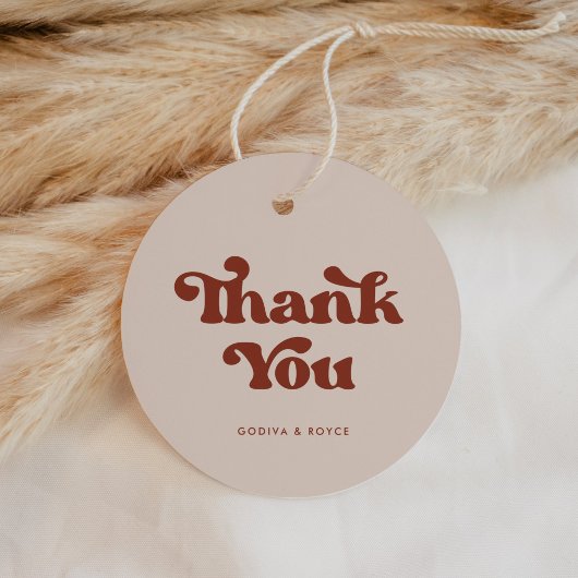 レトロスタイリッシュピーチピンクありがとう結婚さん フェイバータグ