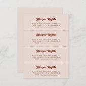 レトロスタイリッシュピーチピンクおむつラッフルゲームカード エンクロージャーカード (正面/裏面)