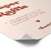 レトロスタイリッシュピーチピンクおむつラッフルサイン ポスター (角)