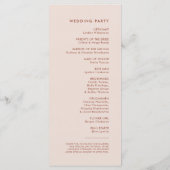 レトロスタイリッシュピーチピンクウェディングプログラム プログラム (裏面)