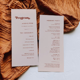 レトロスタイリッシュピーチピンクウェディングプログラム プログラム