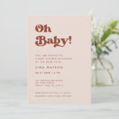 レトロスタイリッシュピーチピンクオベビー 招待状 (スタンド正面)