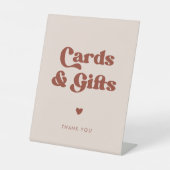 レトロスタイリッシュピーチピンクカード&ギフト結婚ズ 台座サイン (正面)