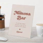 レトロスタイリッシュピーチピンクズミモサ結婚バー 台座サイン (インサイチュ)