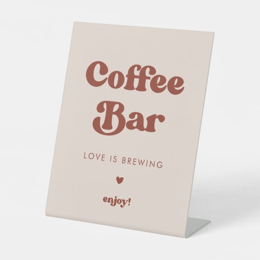 レトロスタイリッシュピーチピンクズ結婚コーヒーバー 台座サイン (正面)