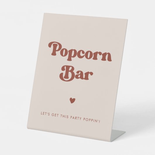 レトロスタイリッシュピーチピンクズ結婚ポップコーンバー 台座サイン (正面)