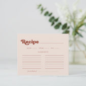 レトロスタイリッシュピーチピンクブライダルシャワーレシピカード (スタンド正面)