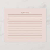 レトロスタイリッシュピーチピンクブライダルシャワーレシピカード (裏面)