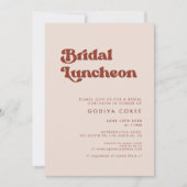 レトロスタイリッシュピーチピンクブライダルランチ 招待状 (正面)