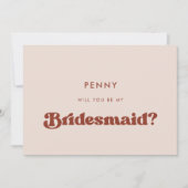 レトロスタイリッシュピーチピンクブリデスメイド提案カード 招待状 (正面)