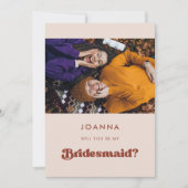 レトロスタイリッシュピーチピンクブリデスメイド提案カード 招待状 (正面)