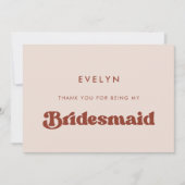 レトロスタイリッシュピーチピンクブリーズメイドサンキューカード 招待状 (正面)